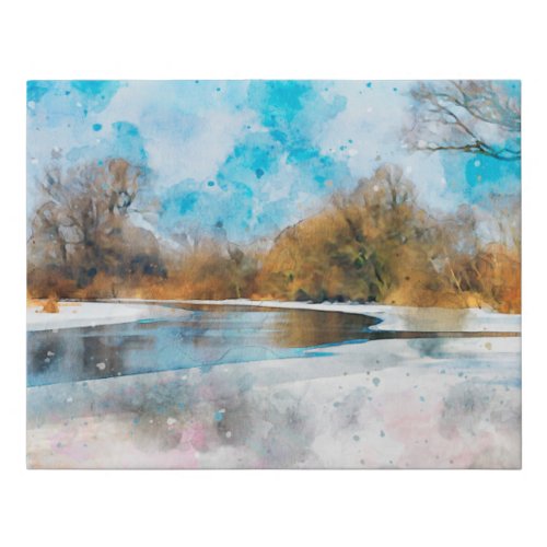 Winter at the river Havel in Brandenburg grazing Faux Canvas Print