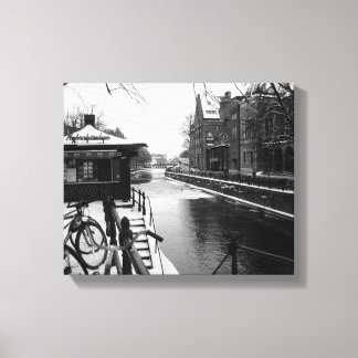 Winter at the Riverside BW Canvas Print