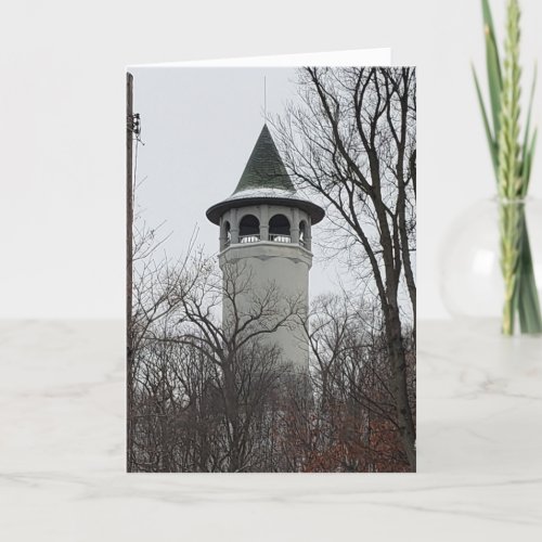Winter at The Witchs Hat Tower Halloween Card