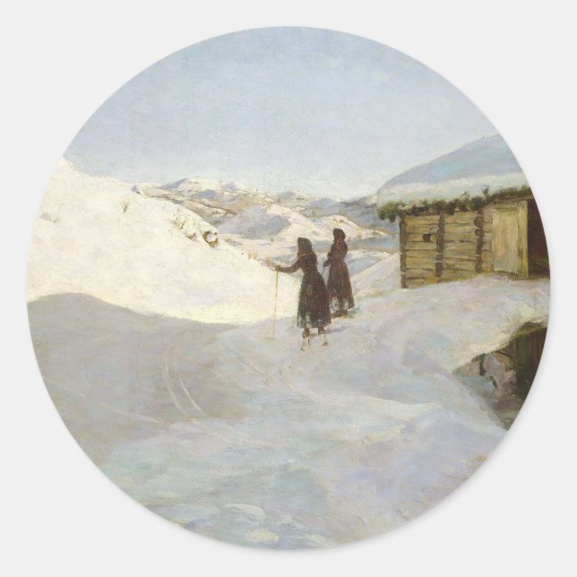Winter at Vagsil in Telemark | Jacob Gloersen Classic Round Sticker (Front)