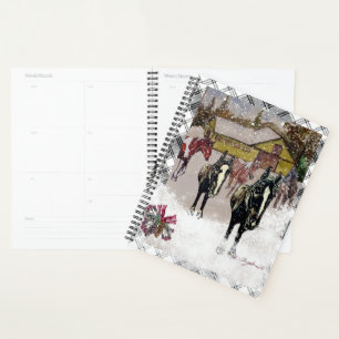 Winter at West Hills Farm 2 black horses Planner