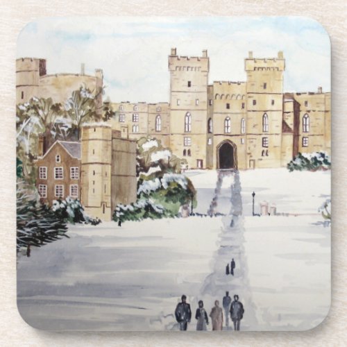 Winter at Windsor Castle by Farida Greenfield Beverage Coaster