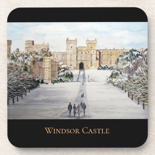 Winter at Windsor Castle by Farida Greenfield Beverage Coaster