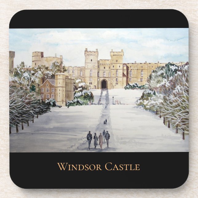 Winter at Windsor Castle by Farida Greenfield Beverage Coaster (Front)
