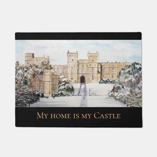 Winter at Windsor Castle by Farida Greenfield Doormat