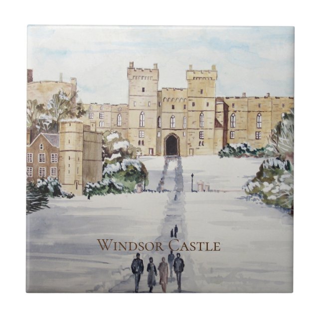 Winter at Windsor Castle Landscape Painting Ceramic Tile (Front)
