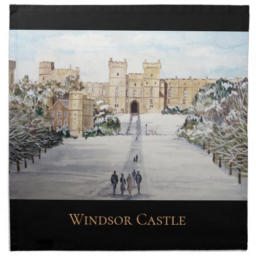 Winter at Windsor Castle Landscape Painting Cloth Napkin