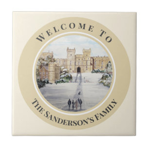 Winter at Windsor Castle Landscape Painting Glass Ceramic Tile