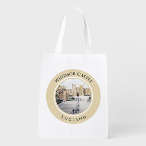 Winter at Windsor Castle Landscape Painting Grocery Bag