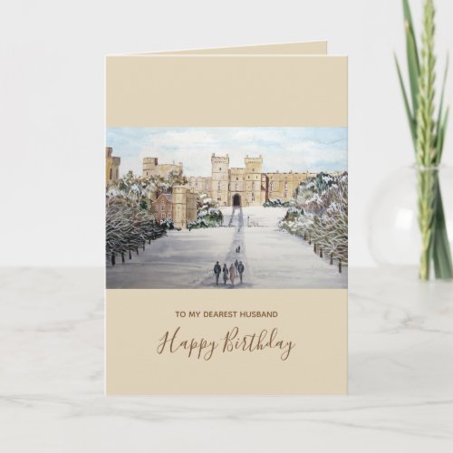 Winter at Windsor Castle Landscape Painting Holiday Card