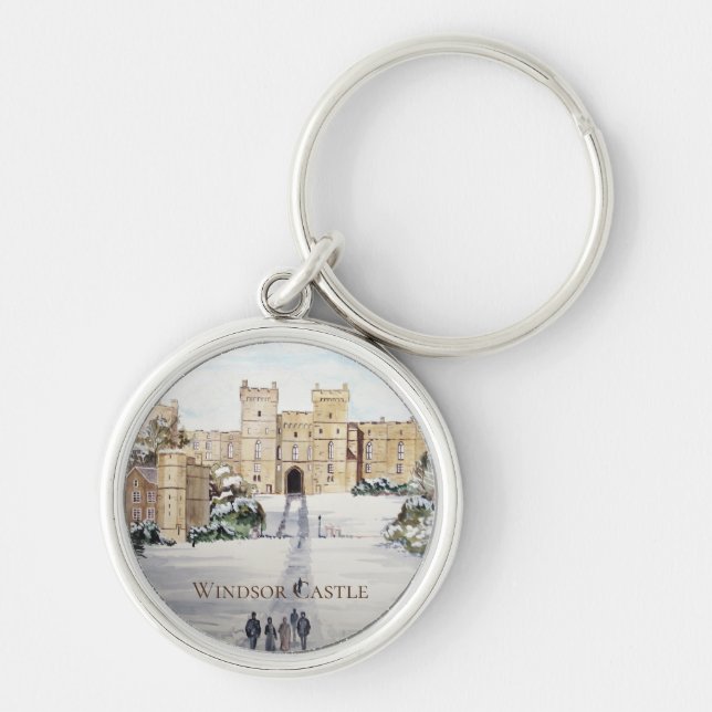 Winter at Windsor Castle Landscape Painting Keychain (Front)
