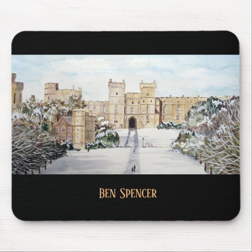 Winter at Windsor Castle Landscape Painting Mouse Pad