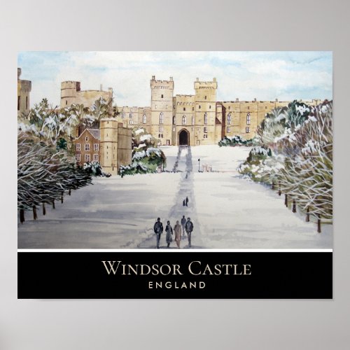 Winter at Windsor Castle Landscape Painting Poster