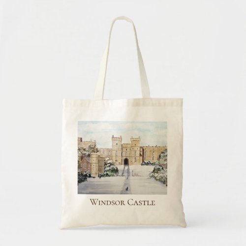 Winter at Windsor Castle Landscape Painting Tote Bag