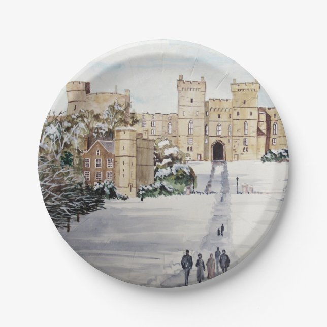 Winter at Windsor Castle Paper Plates (Front)