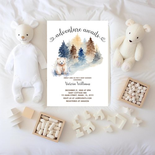 Winter Awaits Winter Polar Bear Baby Shower   Invitation