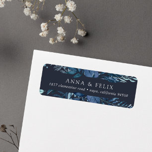 Winter Azure   Blue Botanical Return Address Label