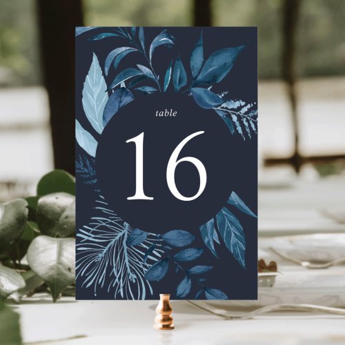 Winter Azure  Blue Botanical Table Number
