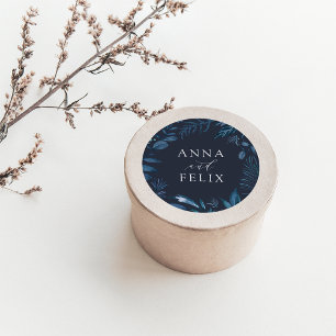 Winter Azure   Blue Botanical Wedding Classic Round Sticker