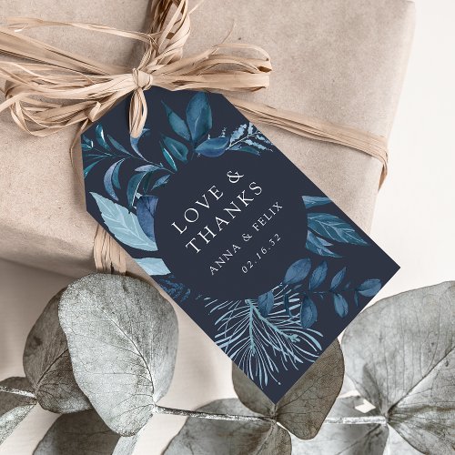 Winter Azure  Blue Botanical Wedding Favor Gift Tags