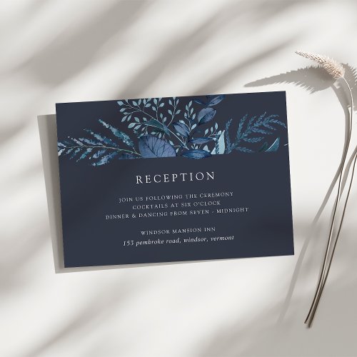 Winter Azure  Blue Botanical Wedding Reception Enclosure Card