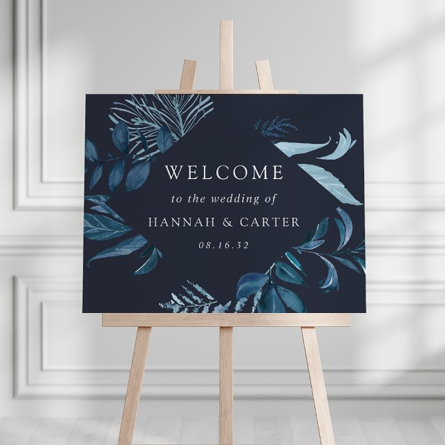 Winter Azure | Blue Botanical Wedding Welcome Foam Board (Creator Uploaded)