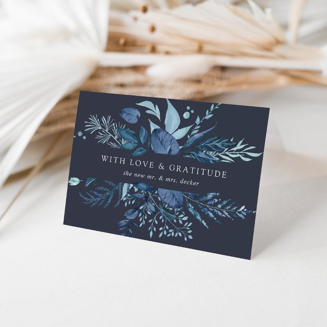 Winter Azure | Blue Watercolor Botanical Thank You Card (Creator Uploaded)
