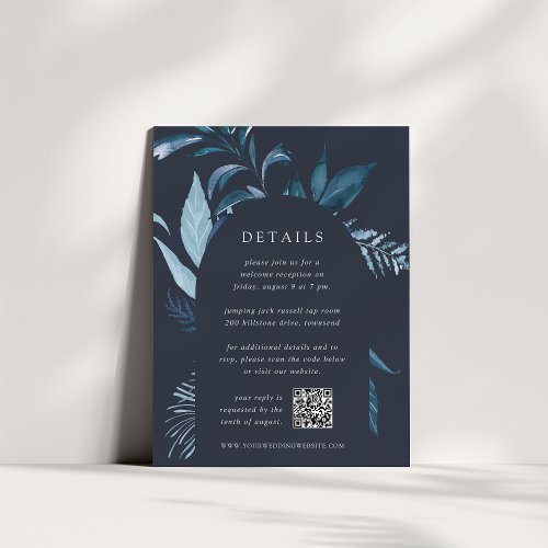 Winter Azure Botanical QR Code Wedding Details Enclosure Card