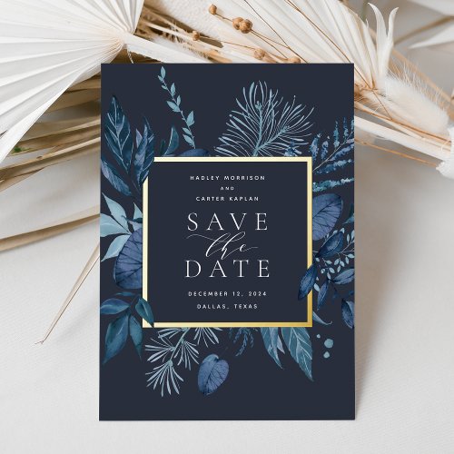 Winter Azure Foil Save the Date Card