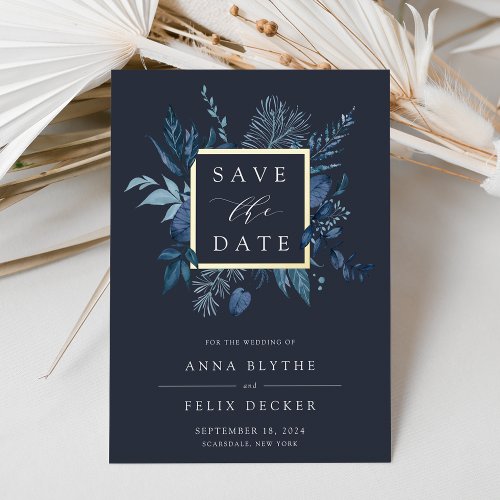 Winter Azure Foil Save the Date Card