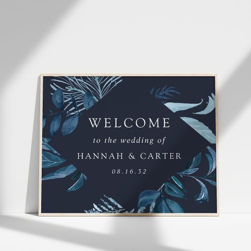 Winter Azure Wedding Welcome Poster