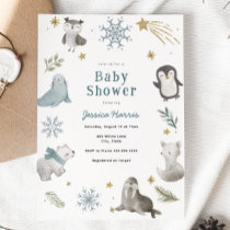 Winter Baby Animals Baby Boy Shower Invitation
