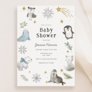 Winter Baby Animals Baby Shower Gender Neutral Invitation