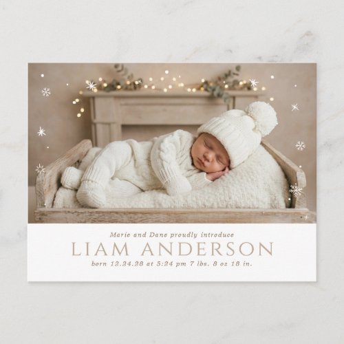 Winter Baby Announcement Postcard