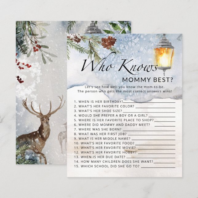 Winter baby chowder Who knows mommy best game (Front/Back)