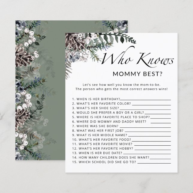 Winter baby chower Who knows mommy best game (Front/Back)