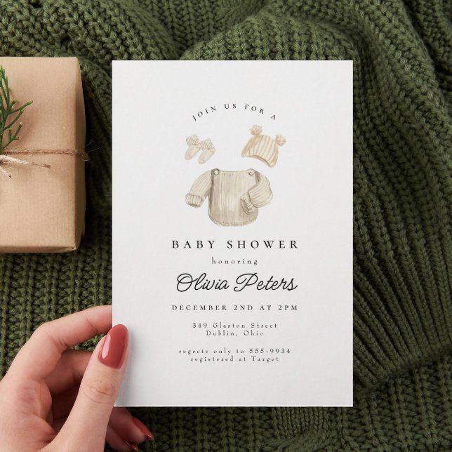 Winter Baby Clothes Gender Neutral Baby Shower Invitation