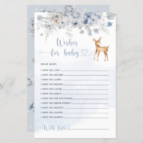 Winter baby deer baby shower wishes for baby