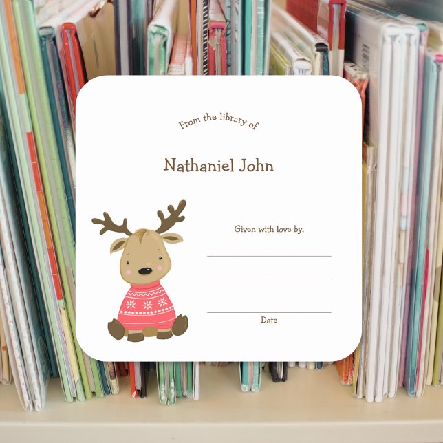 Winter Baby Deer Library bookplate sticker (Creator Uploaded)