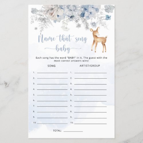 Winter baby deer Name that song baby shower game