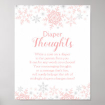 Winter Baby Girl Shower Snowflakes Diaper Thoughts Poster