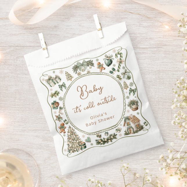 Winter Baby it's Cold Outside Baby Shower Favor Bag (Clipped)