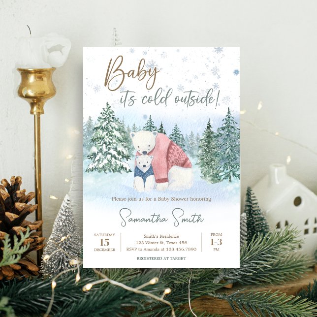 Winter Baby It's Cold Outside Baby Shower Invitation (Winter Baby Shower Invitation)