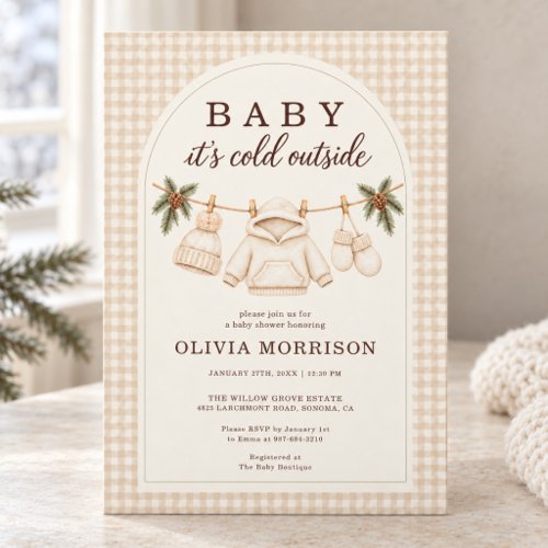 Winter Baby It's Cold Outside Red baby shower invitation