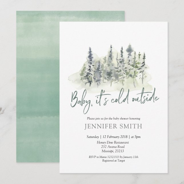 Winter Baby Its Cold Outside Baby Shower Invitation (Front/Back)