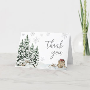 Winter Baby It's Cold Outside Baby Shower  Letterpress Thank You Card