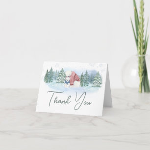 Winter Baby It's Cold Outside Baby Shower Letterpress Thank You Card