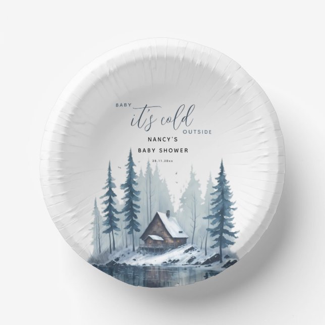 Winter Baby It's Cold Outside Baby Shower  Paper Bowls (Front)