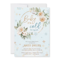 Winter Baby It's Cold Outside Shower Gold Frozen Invitation