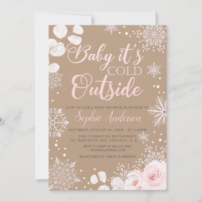 Winter Baby It's Cold Outside Snow Baby Shower Invitation (Front)